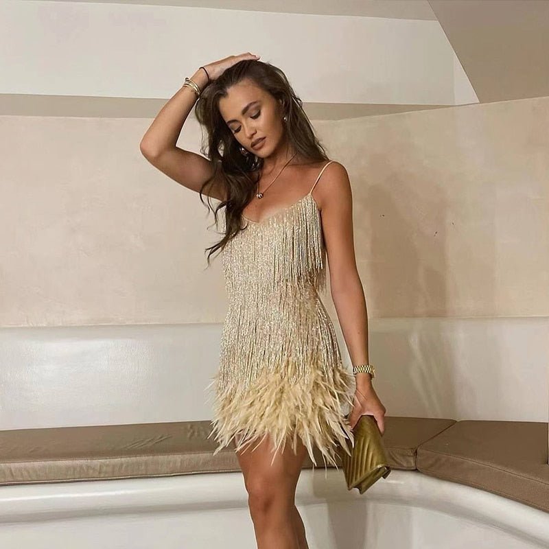 EVIE｜Feather mini dress