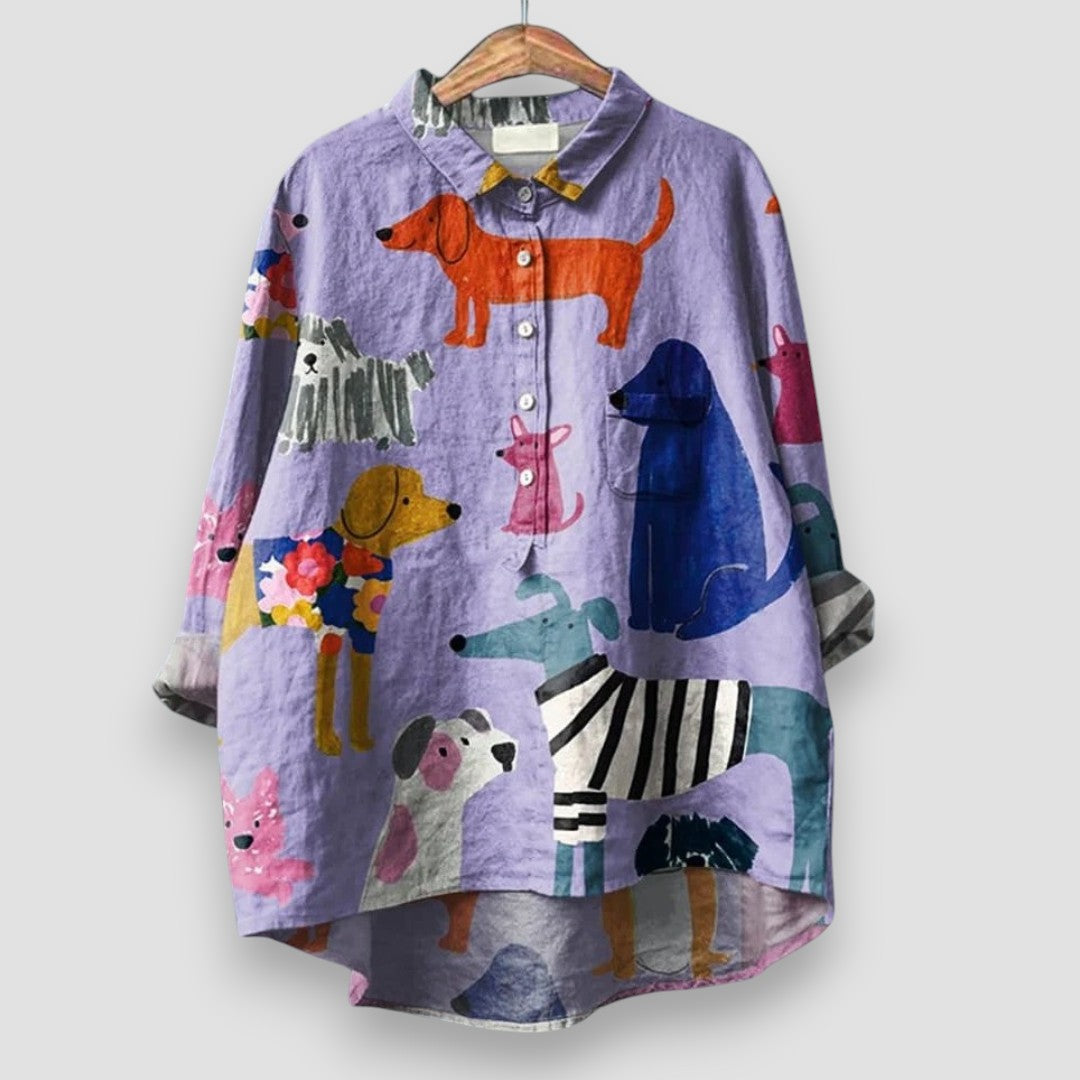 EMY | Airy Blouse with dog motif