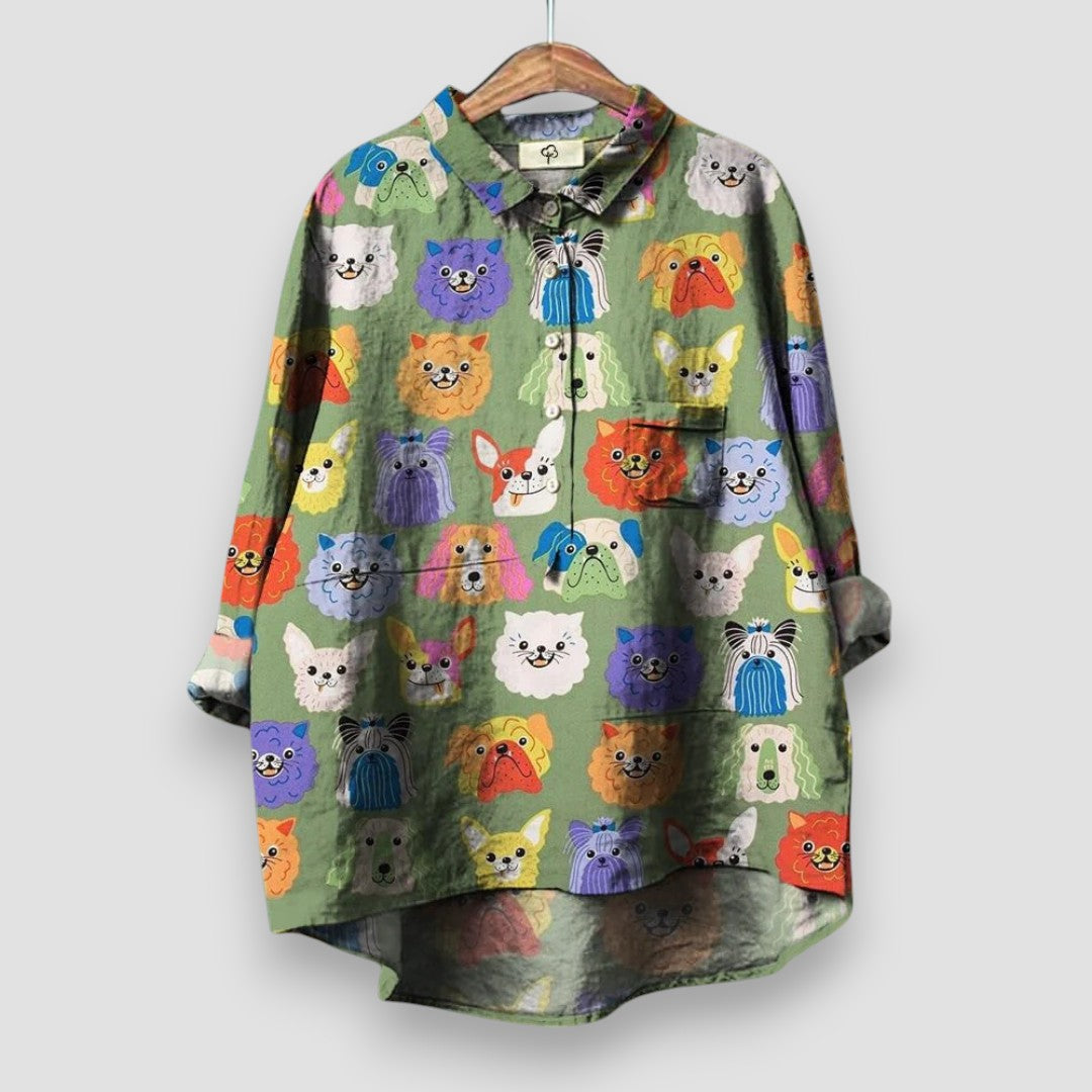 EMY | Airy Blouse with dog motif