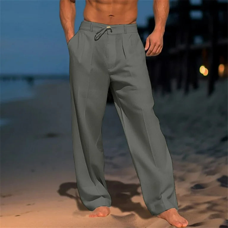 LOIS™ | Unicoloured linen trousers for men